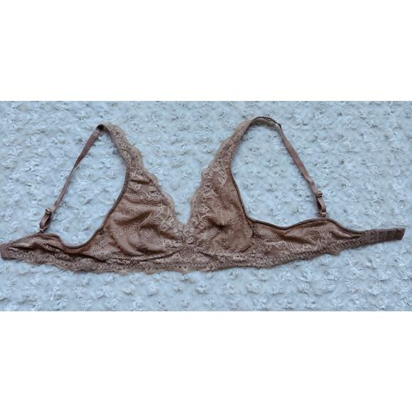 LOVE by GAP Cafe Au Lait Lace Plunge Beige Nude Bra Small - Picture 1 of 10